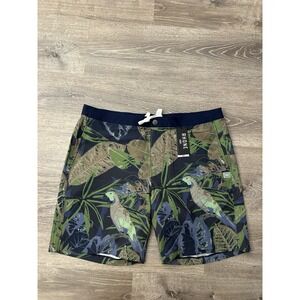 Rhone Barrier Swim Shorts Men's XL Tropical Floral Green/blue